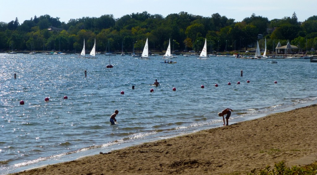 Swimmers at Harriet Lake
