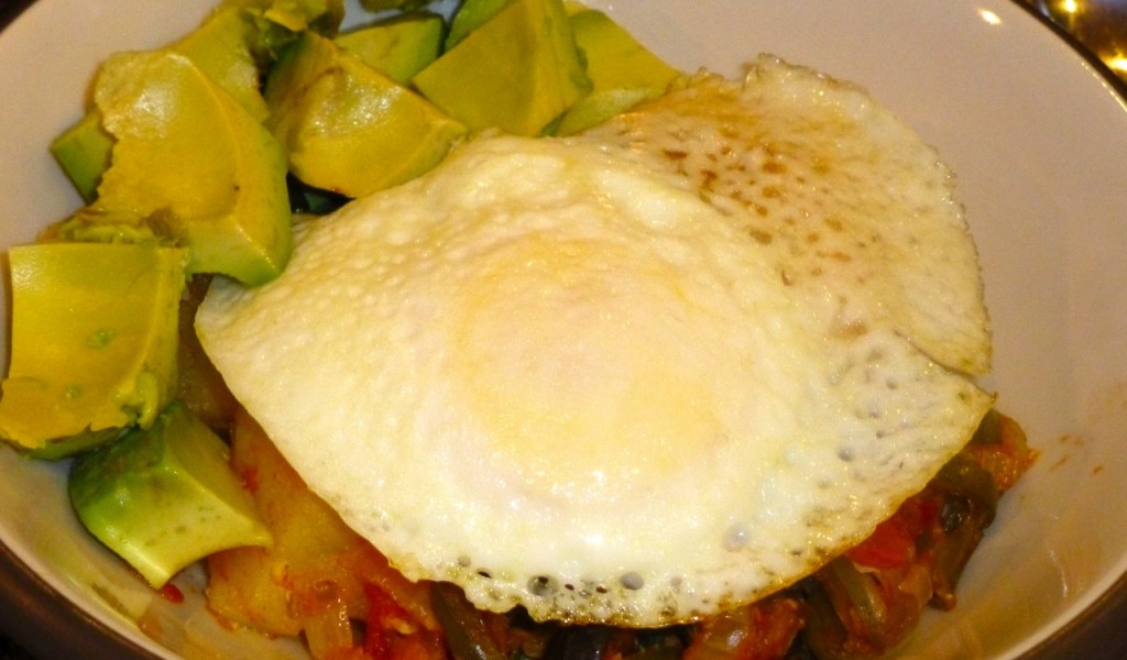 Spanish-style-breakfast-casserole with avocado