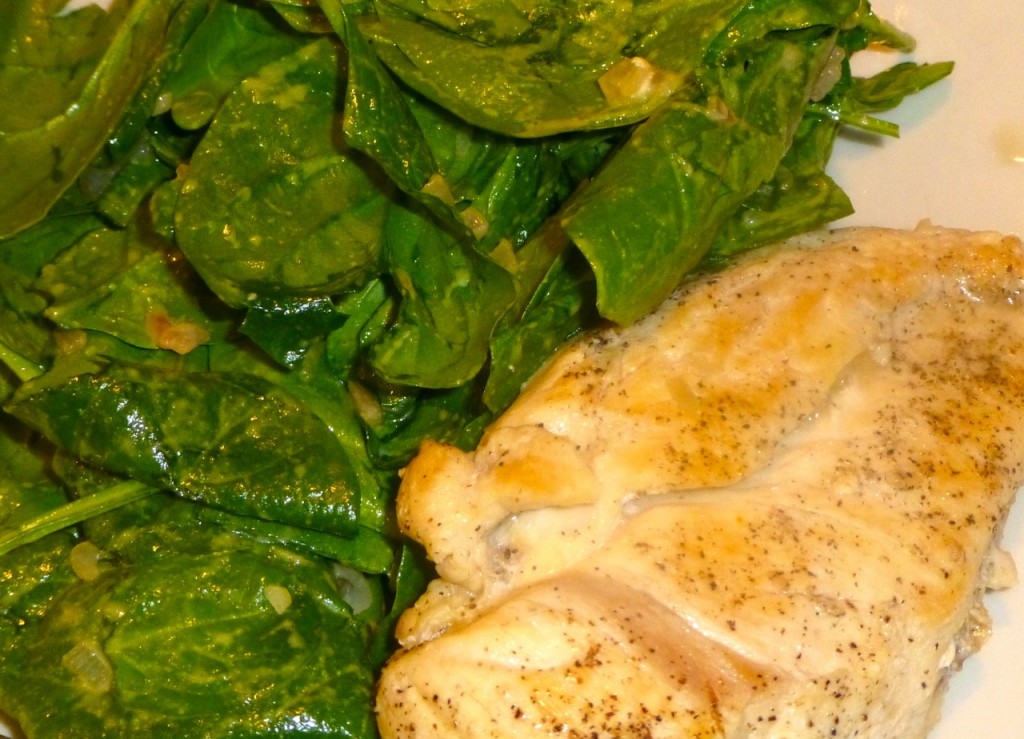 Sauteed Chicken with Spinach 