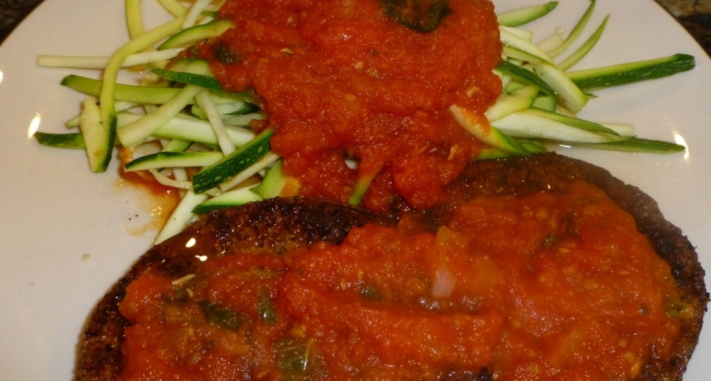Zucchini Spaghetti with Eggplant Dippers