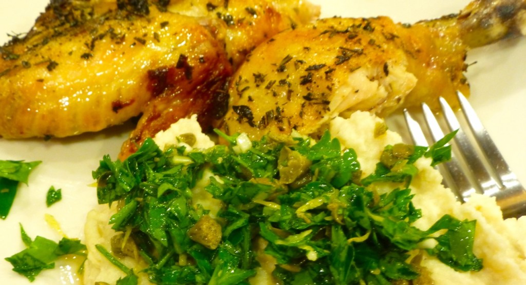 Roasted Chicken with Cauliflower Mash