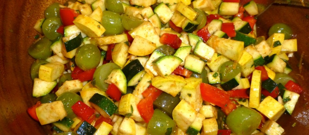 Moroccan Zucchini, Grape, and Bell Pepper Salad