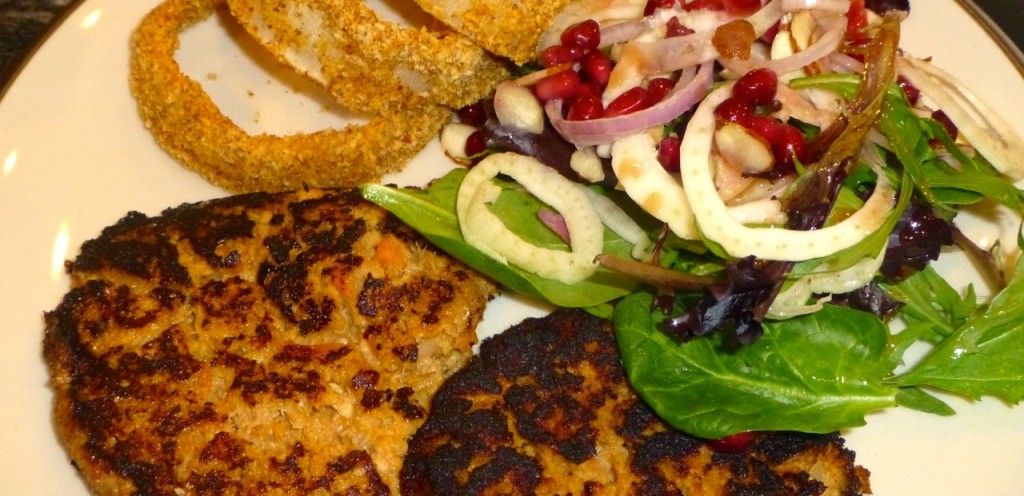 Salmon Patties, Onion Rings and Winter Citrus Salad