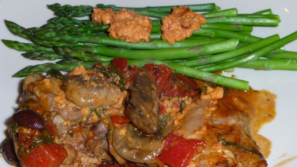 Chicken Puttanesca with Asparagus