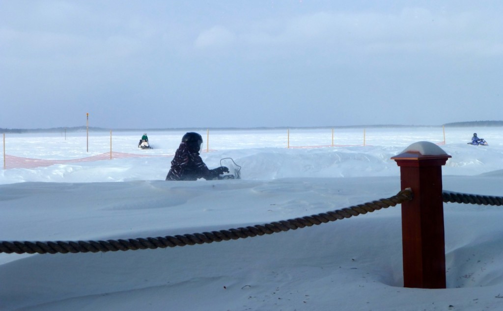 Snowmobilers on Gull Lake