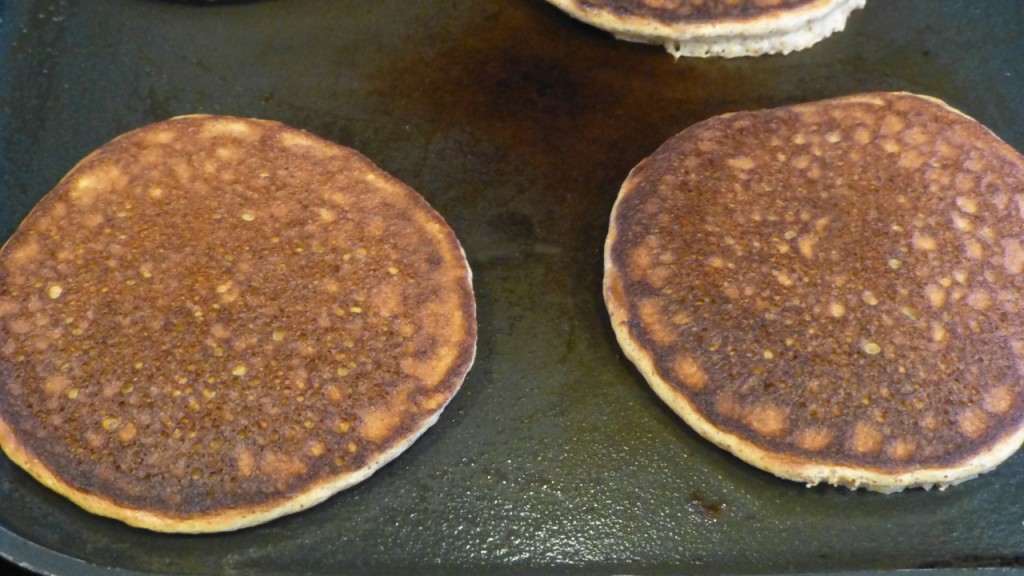 Paleo pancakes on grill