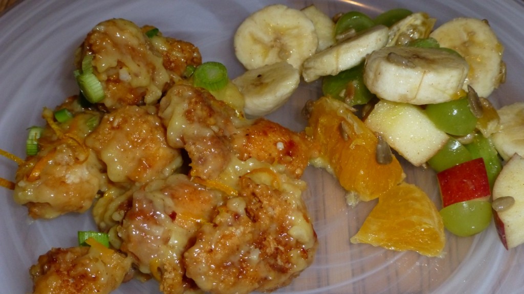 Orange Chicken with Cinnamon Fruit Salad