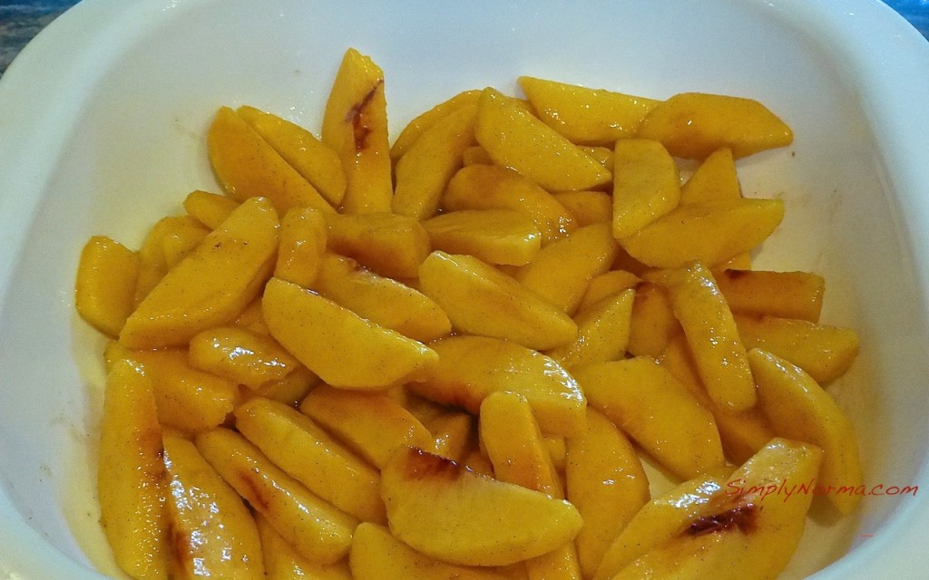 Add Prepared Peaches to Baking Dish