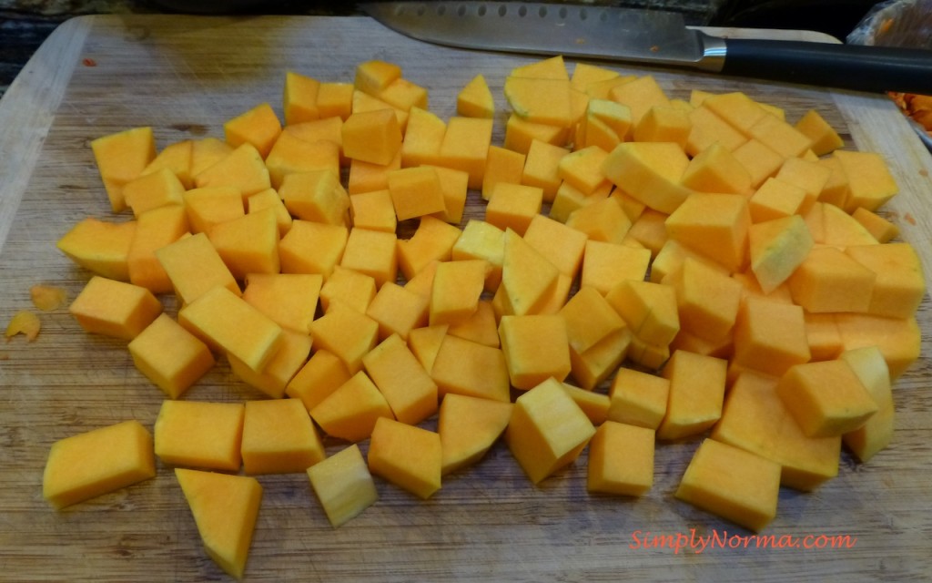 Cut the Squash into bite size pieces