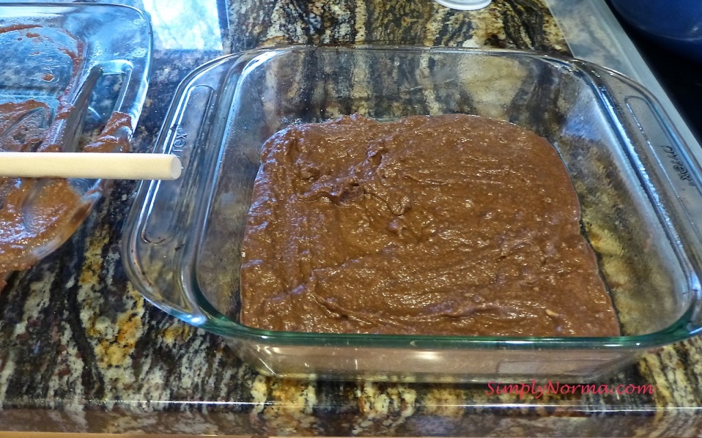 Pour Batter in 8x8 baking dish