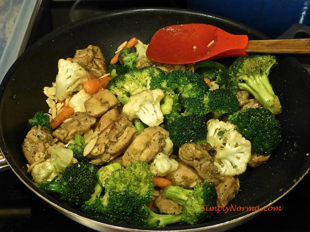 Add the Chicken to the Veggies