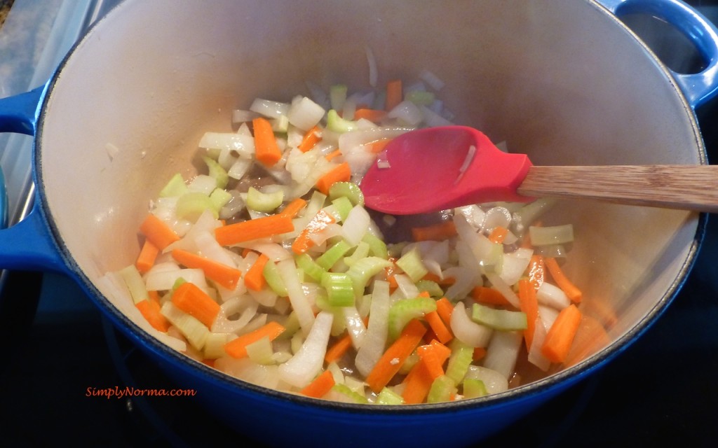 Add onions, carrots and celery to pot