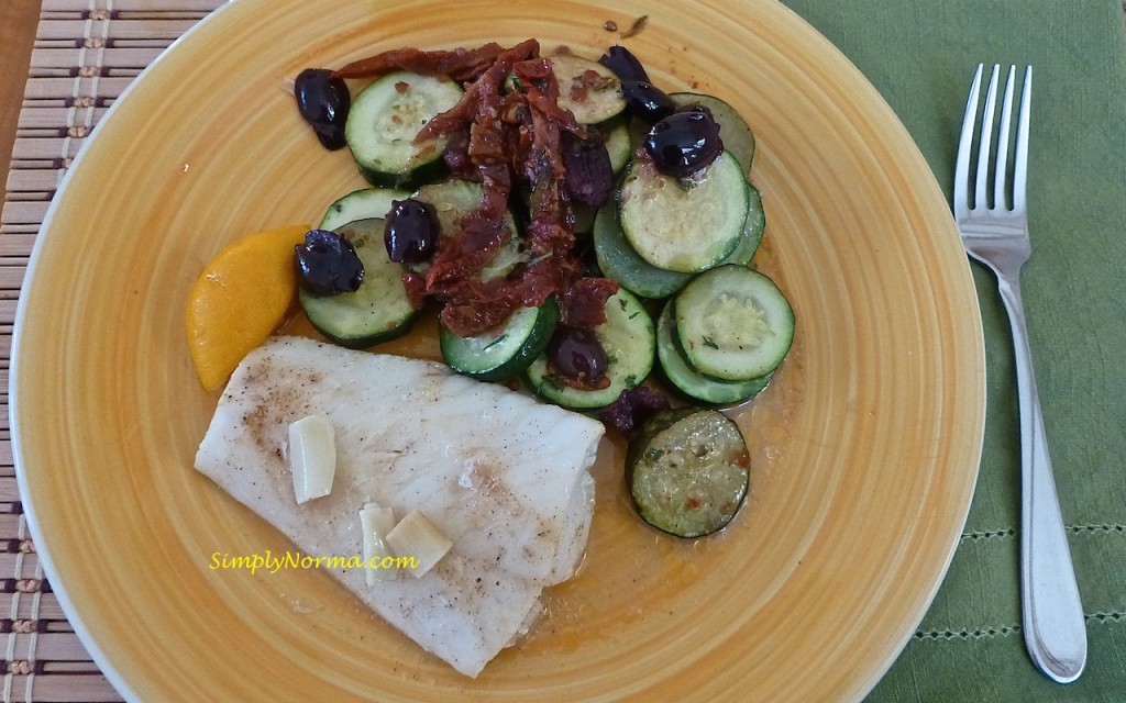 Baked Cod with Zucchini Saute with Sundried Tomatoes