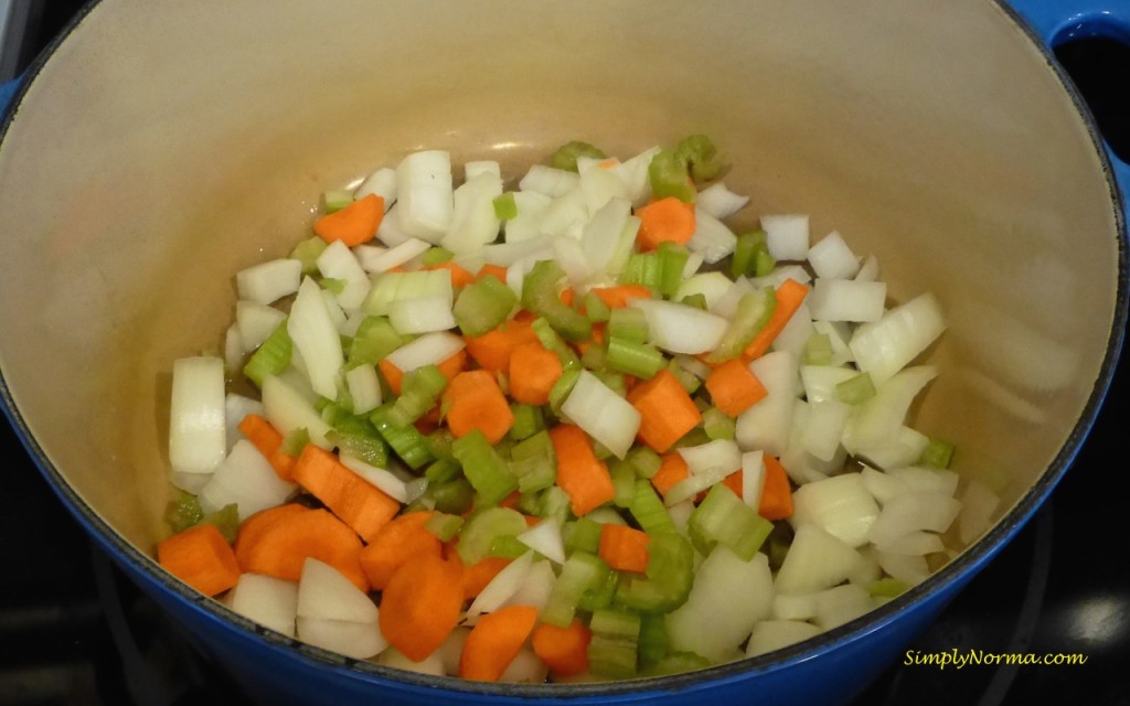 Add veggies to a large pot