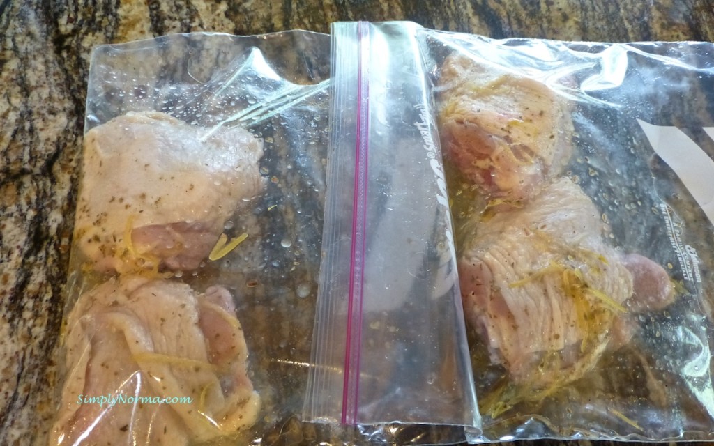 Put marinade and chicken in a sealed bag