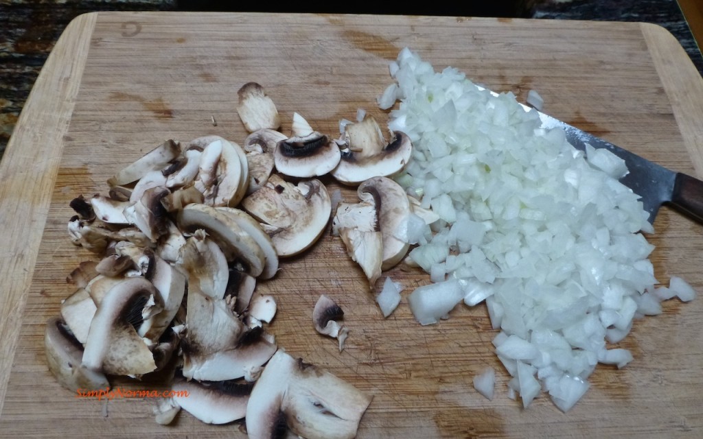Prepare the mushrooms and onions