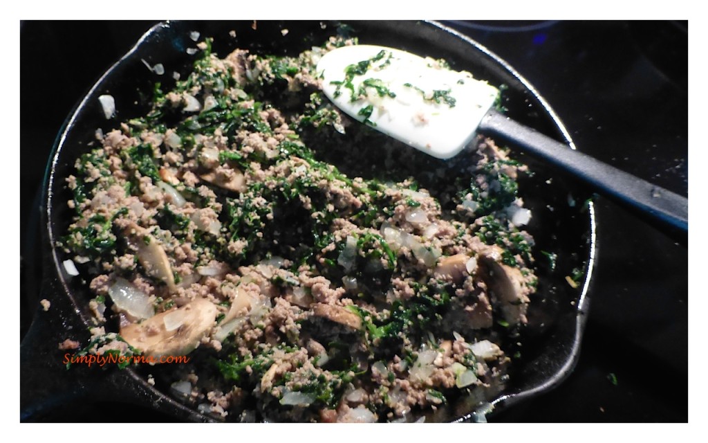 Add the spinach to the skillet