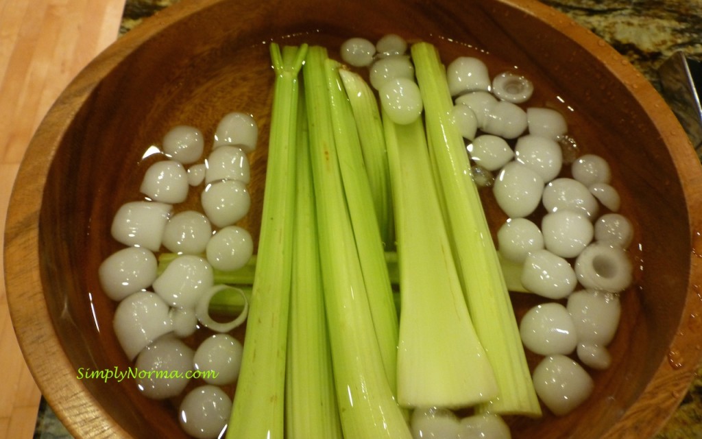 Soak celery overnight in ice water