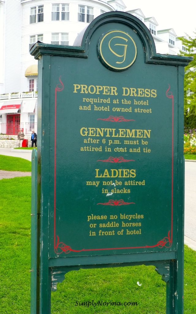 Dress Standards, Grand Hotel, Mackinac Island