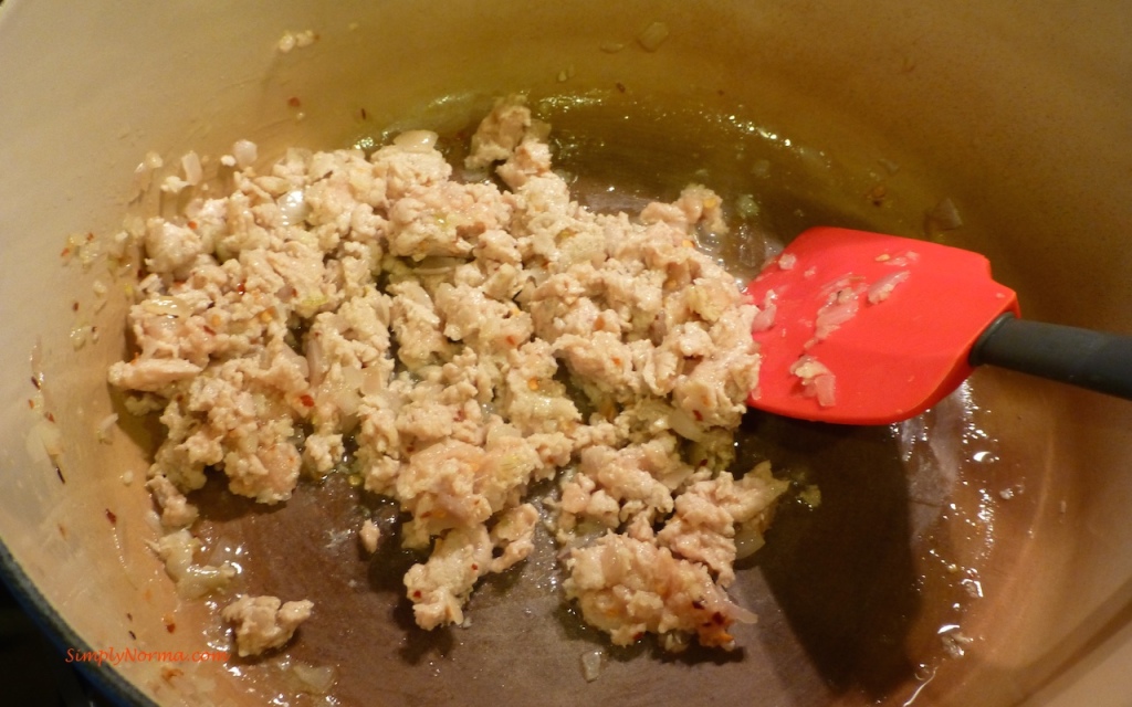 Add 1/3 of the ground chicken