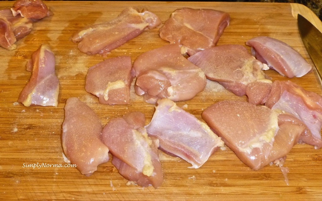 Cut chicken into smaller pieces