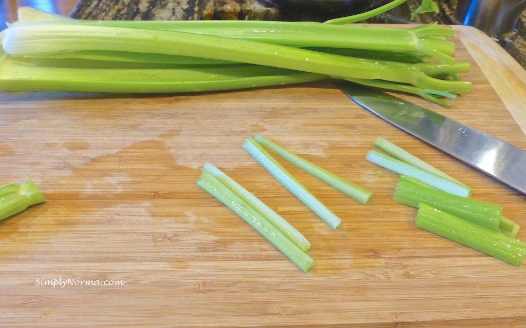 Cut Celery into Thin Strips