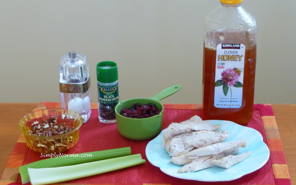 Ingredients for Honey Chicken Salad (mayo not shown)