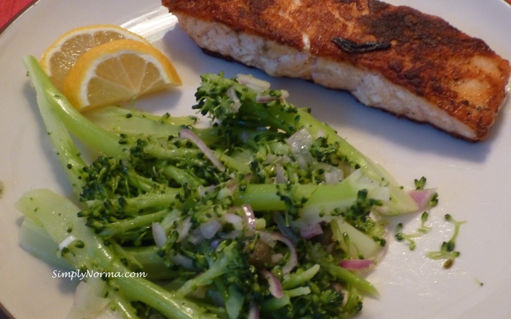 Coriander Salmon with Caper Broccolini