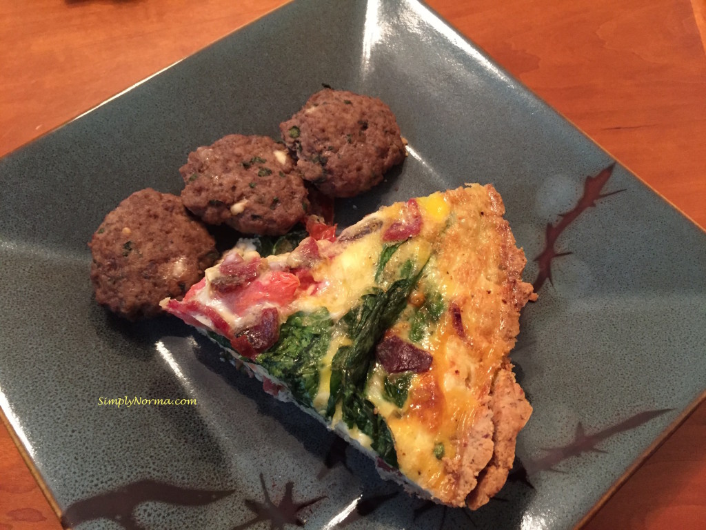 Turkey Bacon, Tomato and Spinach Paleo Quiche