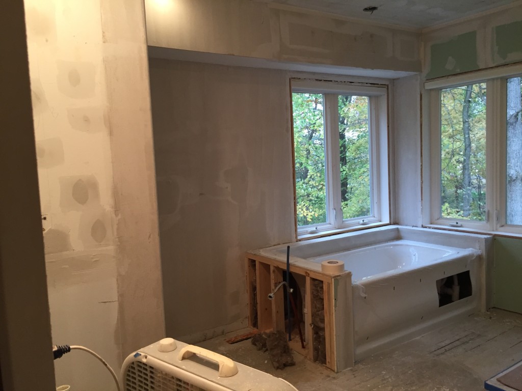 Prepping a master bathroom wall