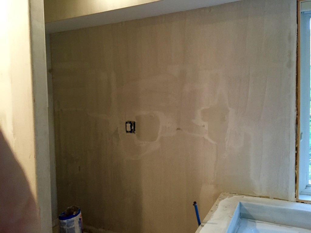 Prepping a master bathroom wall