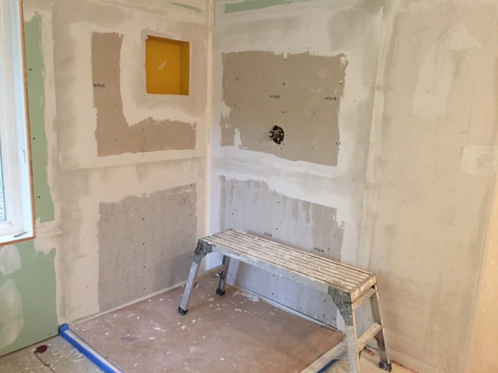 Prepping a master bathroom wall
