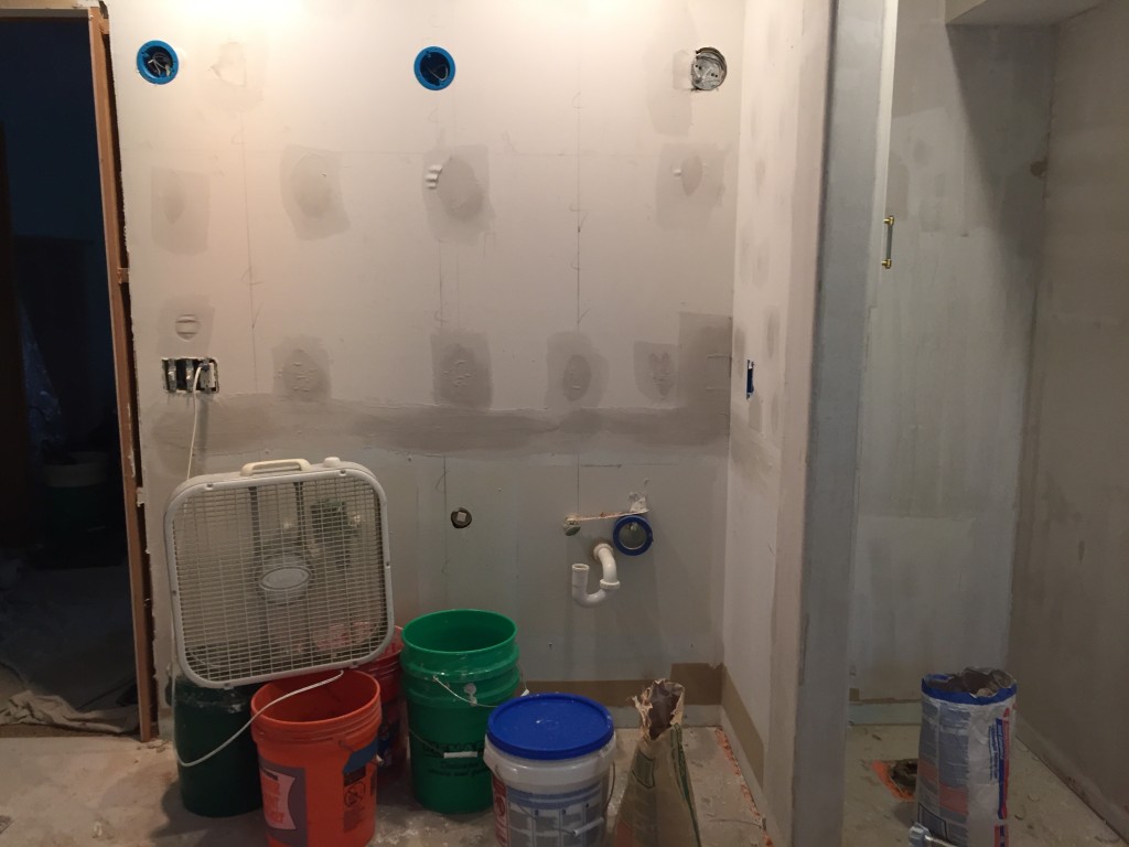 Prepping a master bathroom wall