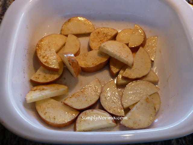 Prepare sweet potatoes then bake