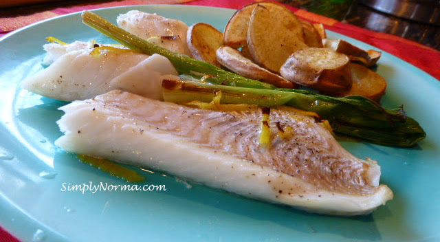 Paleo Roasted Cod and Scallions with Spiced Potatoes