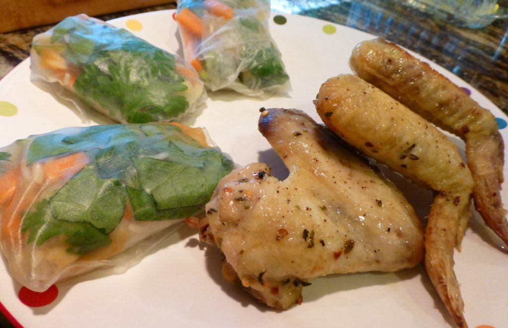 Paleo Fresh Spring Rolls with Baked Chicken Wings