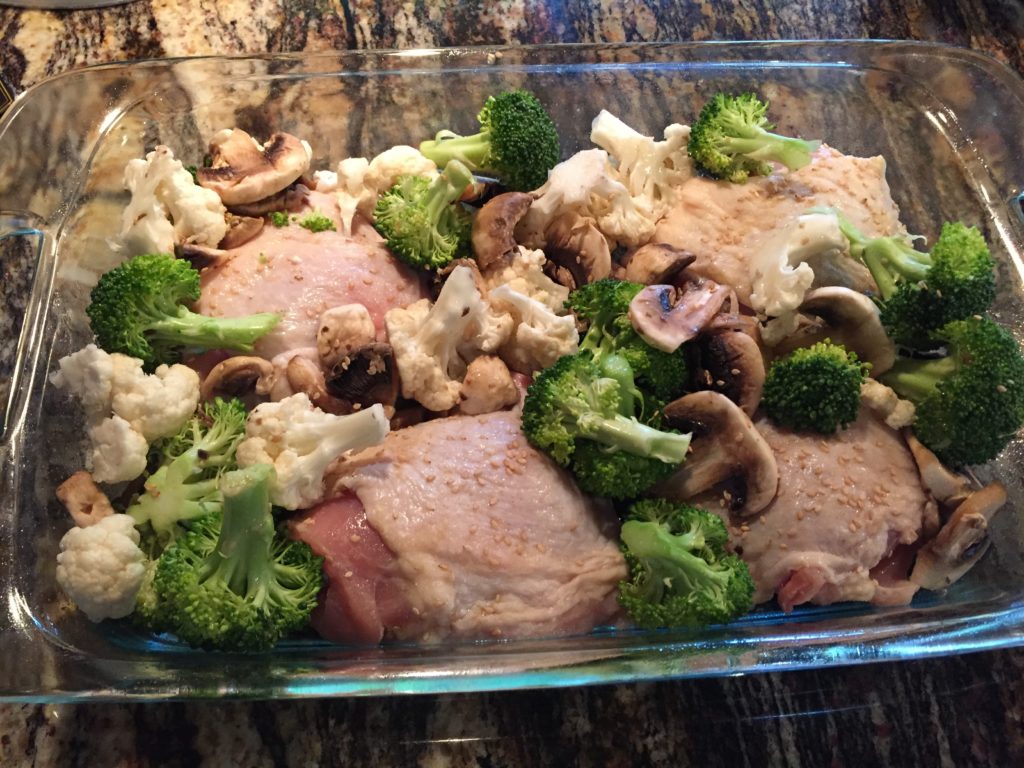 Unbaked Chicken with Broccoli & Cauliflower