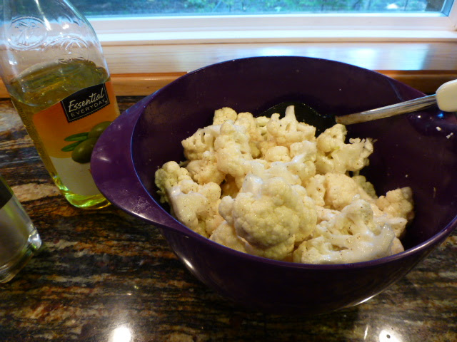 Toss Cauliflower in Olive Oil, Pepper and Salt