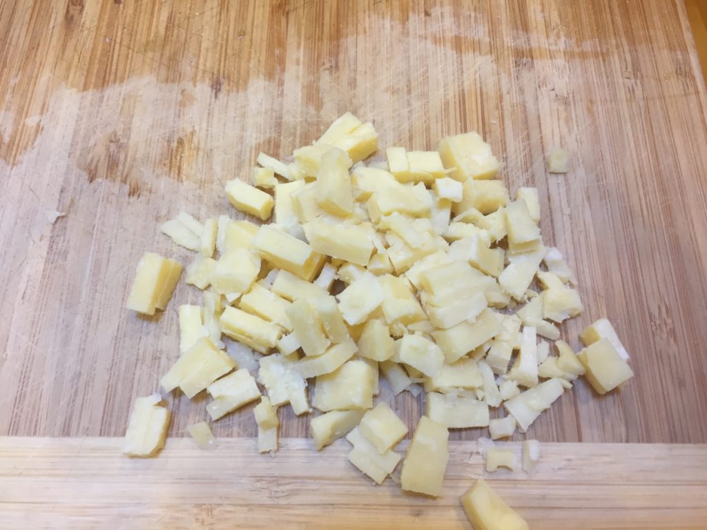 Cut cheese up in small chunks