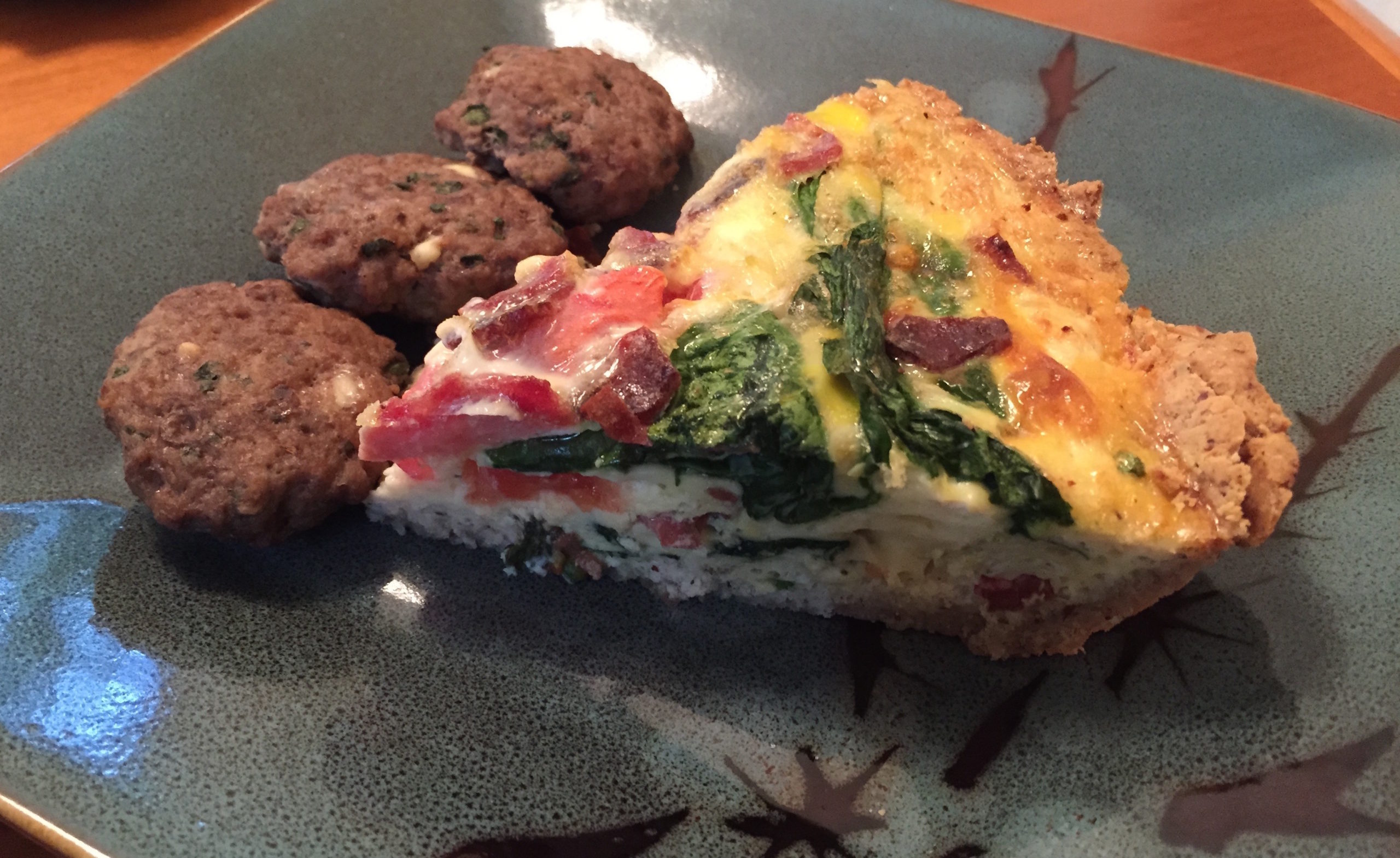 Turkey Bacon, Tomato and Spinach Paleo Quiche