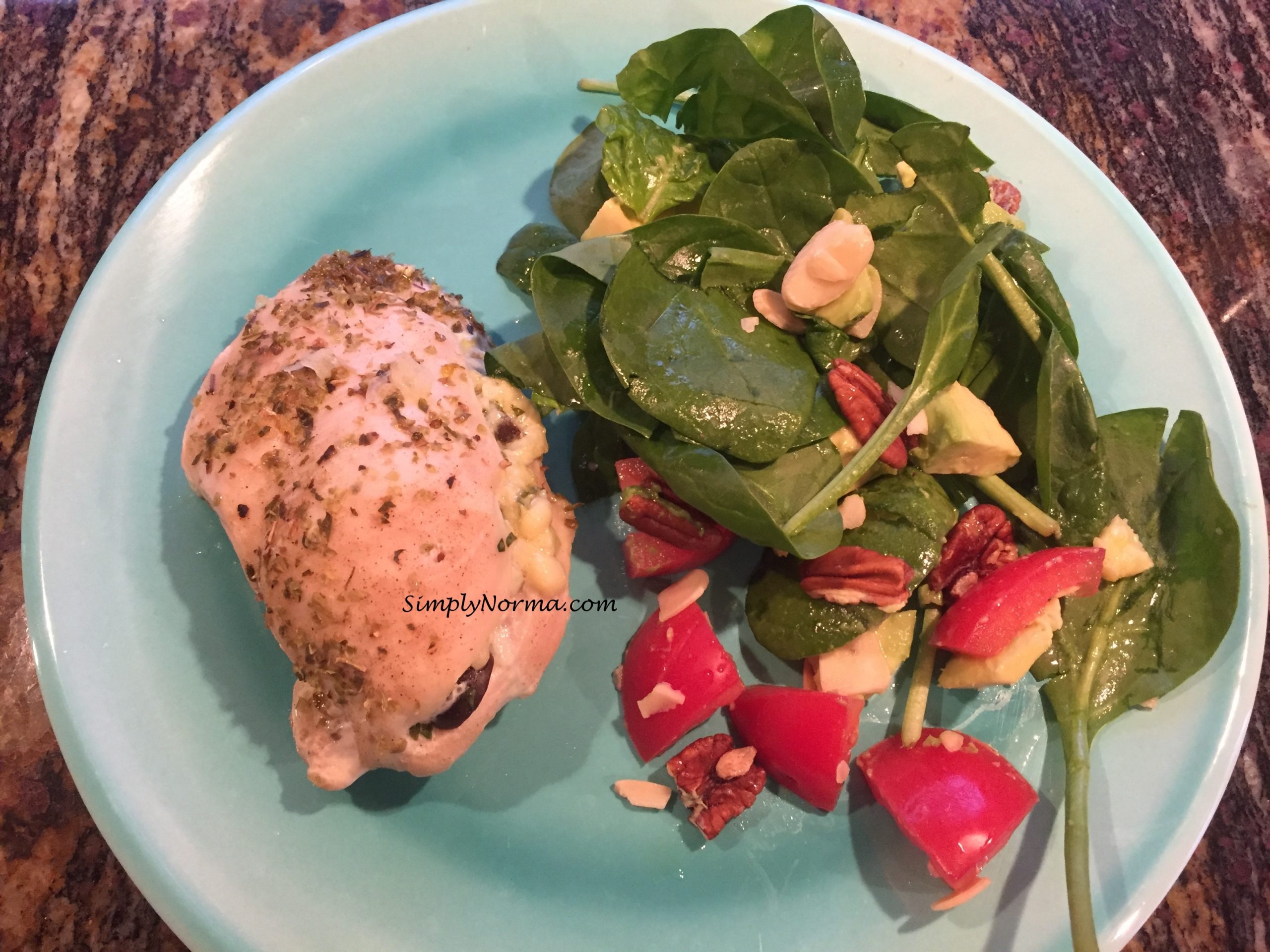 Spinach, Cheese and Olive Stuffed Chicken Breasts (Paleo)