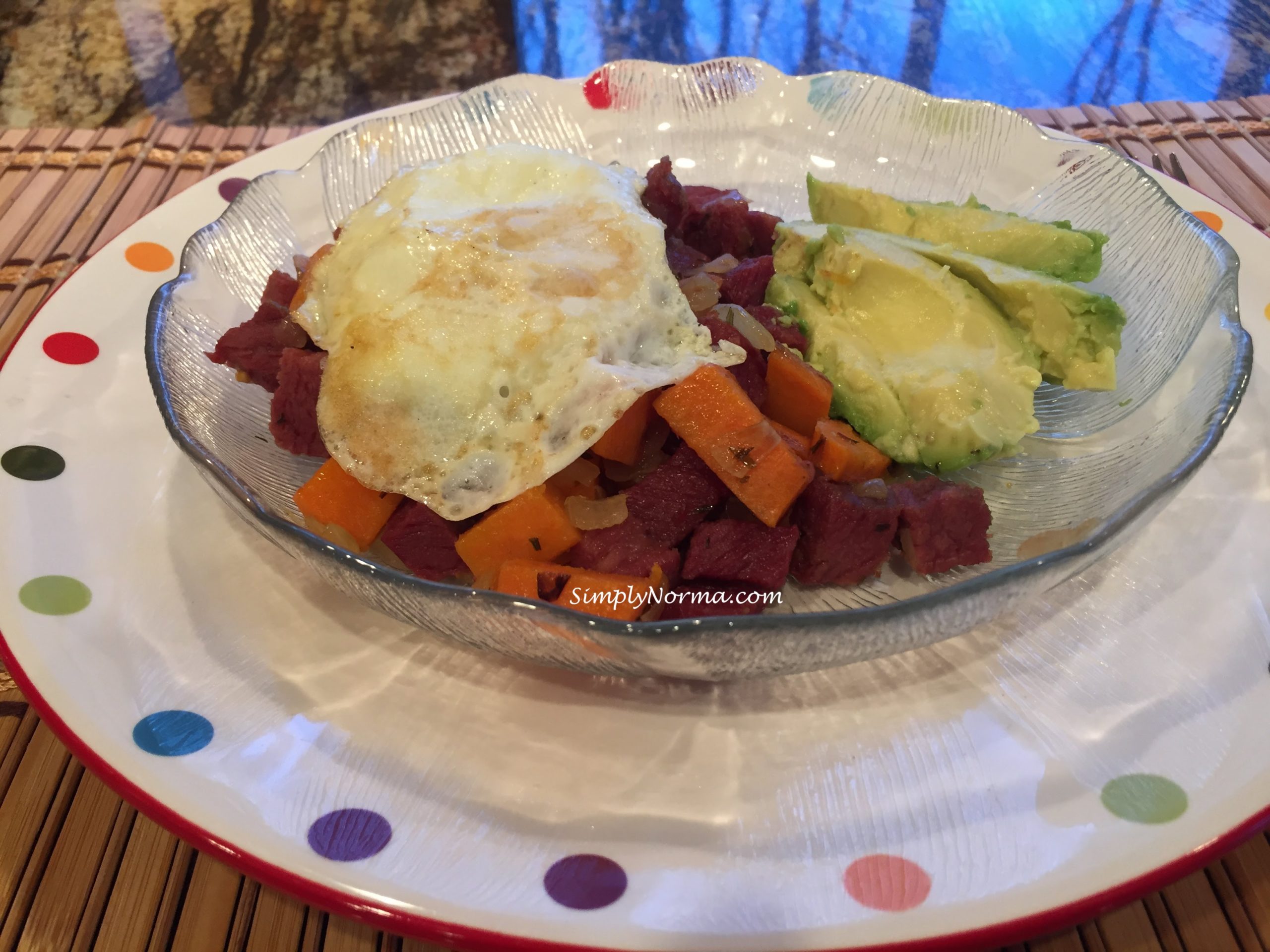 Corn Beef Hash with Fried Eggs ~ Paleo